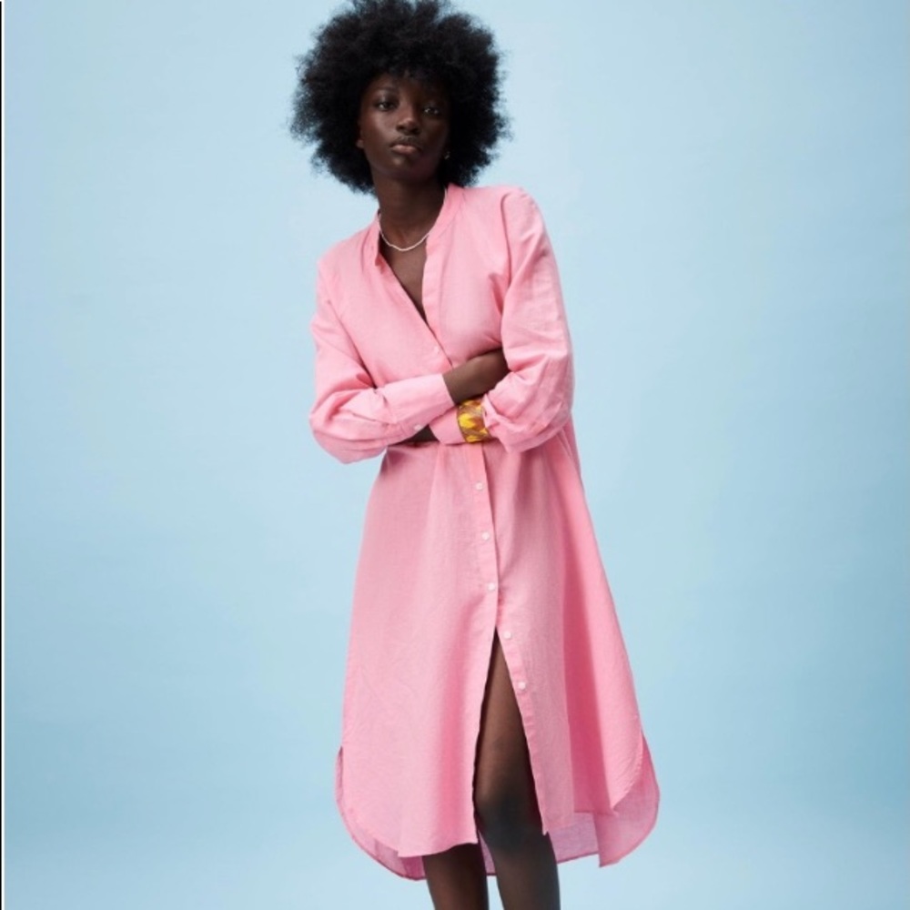 Zara Pink Linen Midi dress